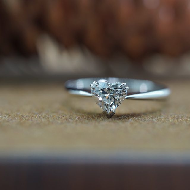 Heart-shaped diamond solitaire ring